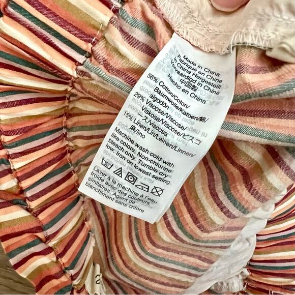 Madewell pull on drawstring mid-length paper bag shorts in rainbow stripe - Picture 9 of 10